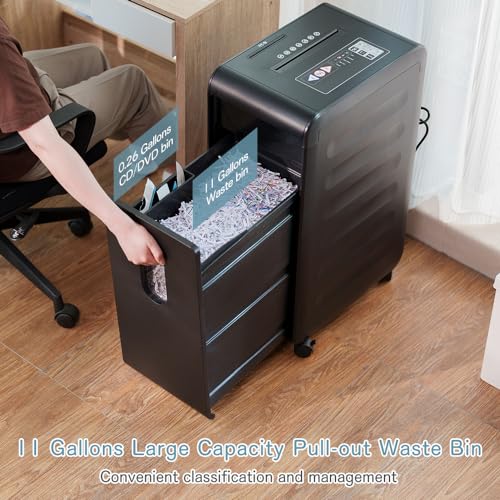 Monitaind SZJ1-0606 24-Sheet Heavy Duty Paper Shredder: Non-Stop Commercial Grade Shredder For Office Home P4 Level Security Cross-Cut Shredder Cd/Dvd/Card/Staple/Clip thumb #5