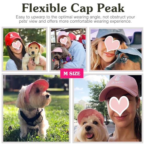 Pawaboo Haustier Baseball Mütze, 2 Stück Pet Eltern Kind Mütze, Sonnenhüte mit Ohrlöchern und Verstellbarem Kinnriemen, Haustier Familienhüte Outdoor Hundecap Sonnenschutzkappen, Klein, Tarnfarbe Grün
