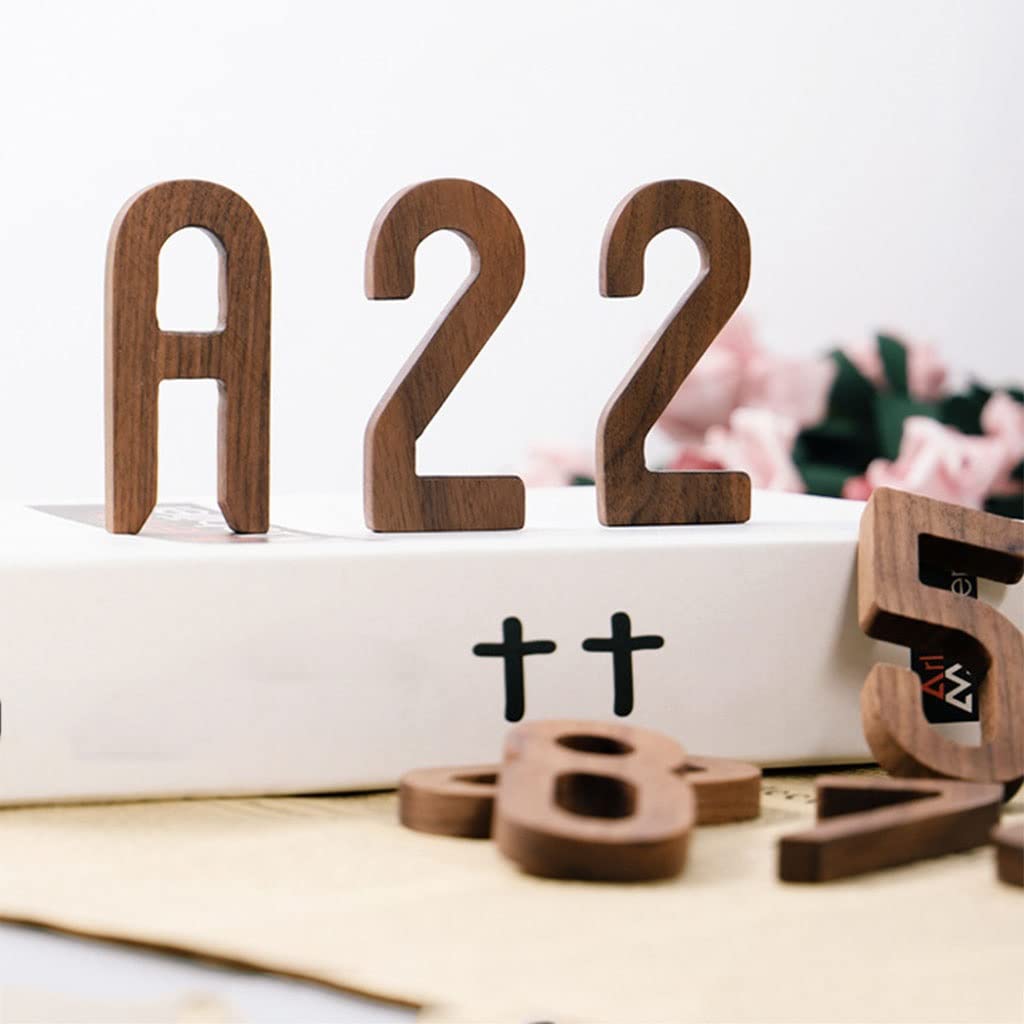 Números digitales for puerta con letras del alfabeto, 1 unidad, decoración numérica de nogal negro 8 cm, número nórdico madera maciza, pared personalizada(1)