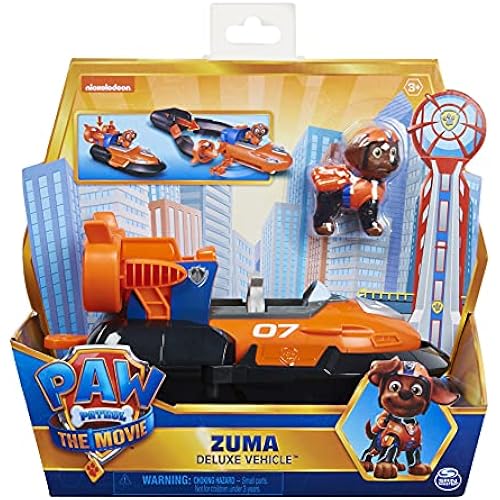 Paw Patrol, Zuma’s Deluxe Movie Transforming Toy Car with Collectible Action Figure, Kids Toys for Ages 3 and up