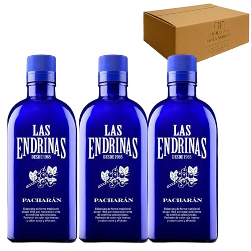 Las Endrinas - Pacharán | Licor de endrinas | 25% Vol | Formato 1 litro | Sabor afrutado y equilibrado | Ideal con hielo y naranja - 3 botellas 3 Litros