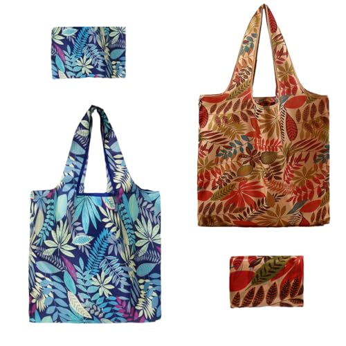 COYUN 2 Pcs Bolsa Compra Plegable Grandes, Tote Bag,Bolsa De Compras Plegable Ecológica Para La Compra Diaria De Alimentos,Viajes Al Aire Libre, Camping y Senderismo,Lavables,Impermeables,Reutilizable
