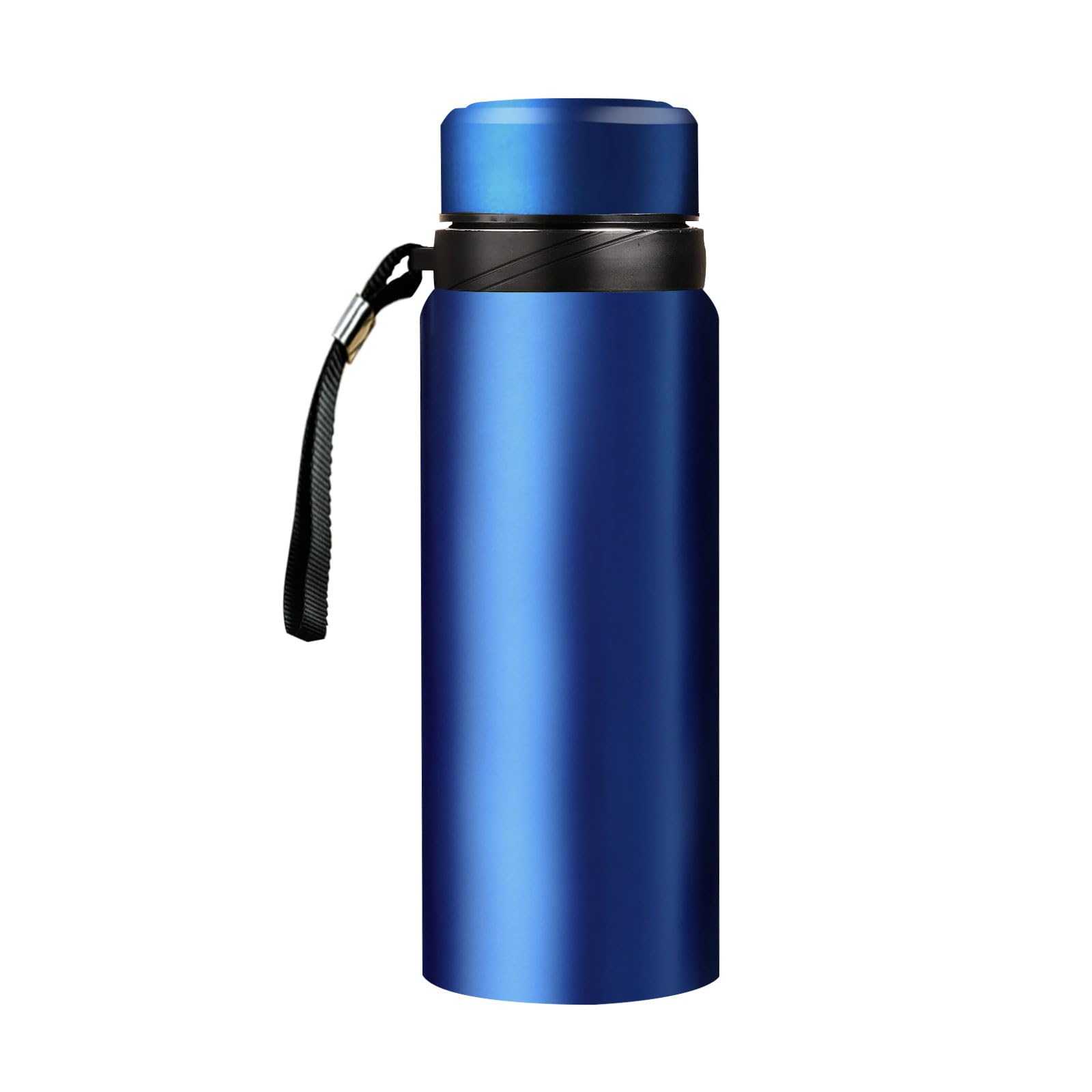 Stainless steel double-layer vacuum insulated water bottle; wide-mouth insulated water bottle; wide-mouth insulated cup; dustproof and leak-proof; with handle (blue, 60oz/1800ml)