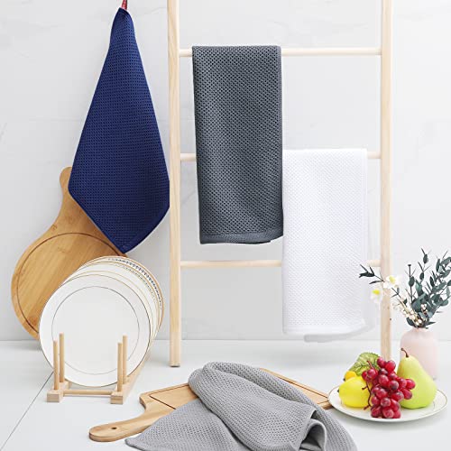 Image of Homaxy 100% Cotton Waffle Weave Kitchen Dish Towels, Ultra Soft Absorbent Quick Drying Cleaning Towel, 13 x 28 Inches, 4-Pack, Light Gray