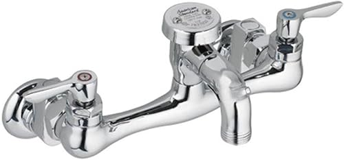 American Standard 8351.076.002 Grifo utilitario de montaje en pared con vástagos desplazados y manijas de palanca de metal, cromo pulido