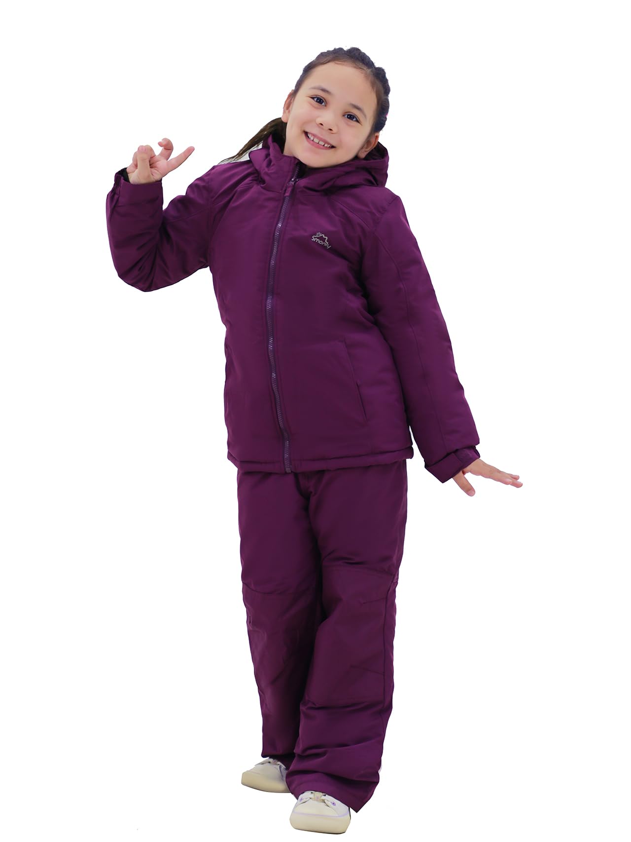 SMONTY COZY Combinaison de neige pour filles à capuche, déperlante, combinaison de ski, coupe-vent, combinaison d’hiver