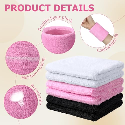 Image of Willbond Wrist Sweatbands, Sports Sweatbands for Competition, Sweat Absorbent, for Basketball, Tennis, Football, Running and Work (Pack of 6)