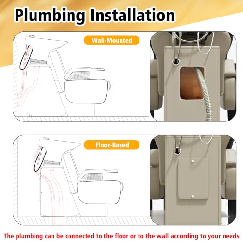 Image of KIGOTY Hair Washing Station,Backwash Chair Unit,Adjustable Ceramic Bowl