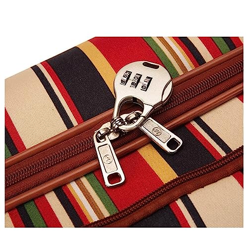 POCHY practical Luggage 2-piece Suitcase Nylon Luggage Fashion Stripe Large Capacity Luggage Sets Anti-theft Combination Lock Suitcases With Wheels easy to move3