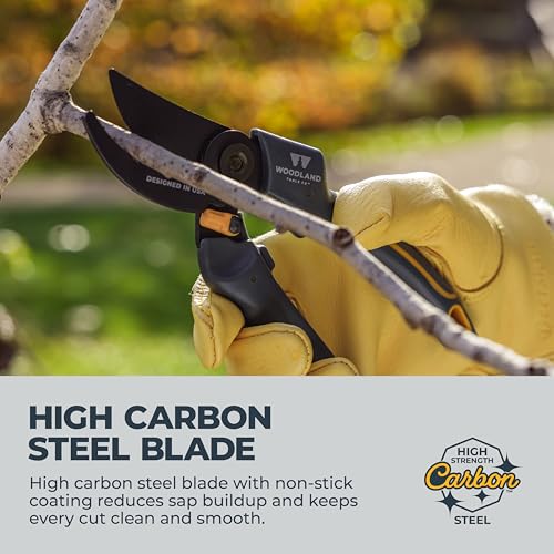 Image of Woodland Tools Co. Duralight Bypass Pruning Shears - 5 /8 inch Cut Capacity, Lightweight Hand Pruner, High Carbon Steel Blade, Adjustable Lock, Internal Spring, Soft Grip Garden Tool for Plants and Shrubs