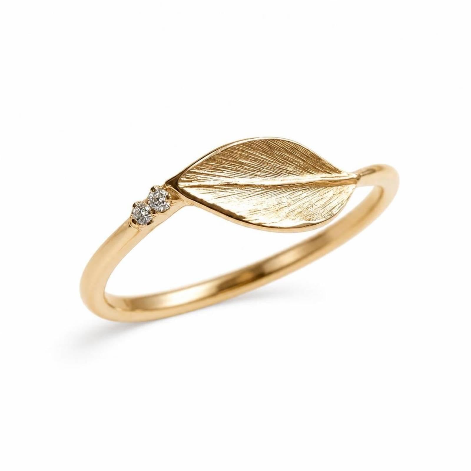 Botanical Design Band Gold Band with Leaves Brushed Jewelry for Women, Teens, Daily Wear, Office Us 7-image-10