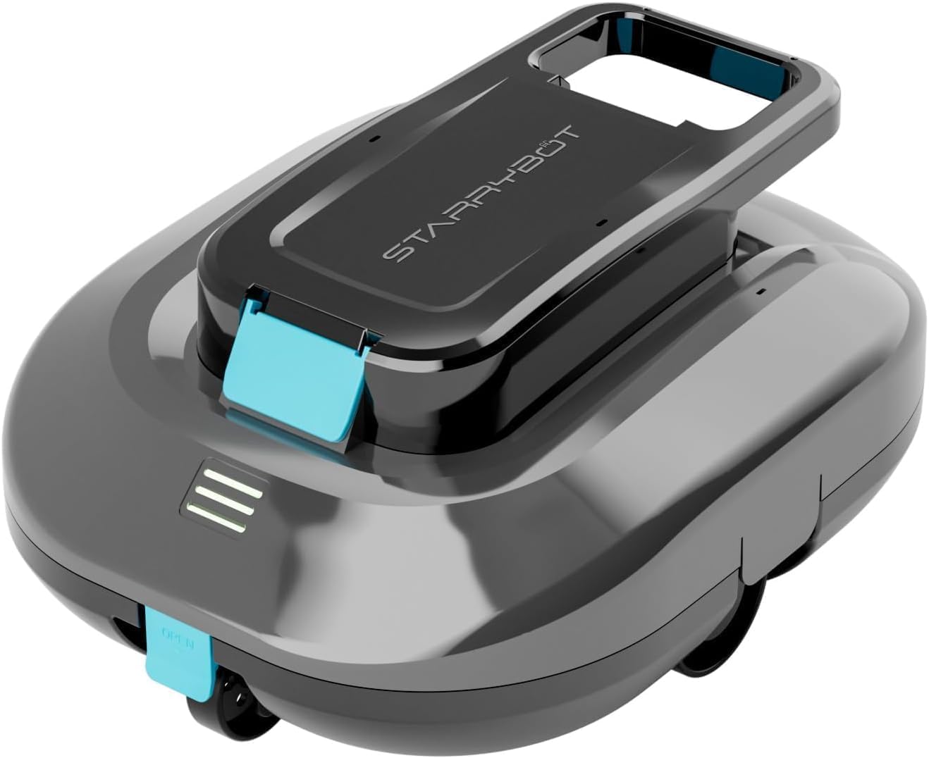 STARRYBOT Kabelloser Poolroboter mit Zwei hocheffizienten Motoren, 15 Kpa Starke Saugleistung, Selbstparkfunktion, Smart-LED-Anzeige, Poolsauger für Flachboden-Pools bis zu 84 m² (Grau)