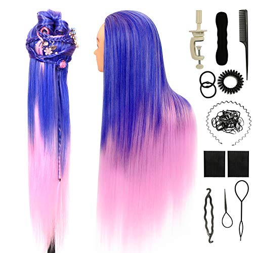 Doll Head for Hair Styling Mannequin Head with Hair 30 inches Dolls to Practice 100% Synthetic Fiber Hair Model Head for Braiding ORGUJA Cosmetology Hairdressing Training Head with Clamp + Braid Set