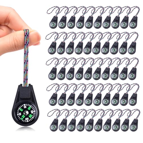50 Pack Kids Compass Bulk Mini Compass for Kids Childrens Classroom Compass for Navigation Lesson Plastic Compass for Party Favor/Hiking/Boy Scout/Outdoor Survival (Black)