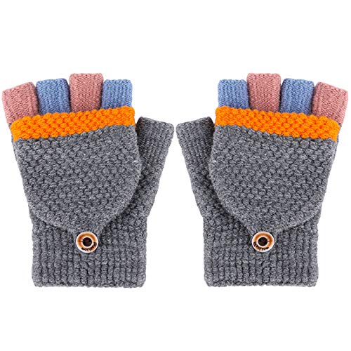 Cooraby Guantes de invierno para niños y niñas convertibles con parte superior sin dedos