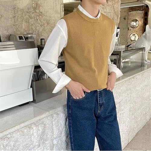Dcvmvmn 2024 Winter Men's Knitted Warm Sweater Vest Fashionable V-Neck Large Size Loose Sweater Vest2