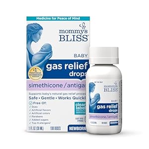 Mommy’s Bliss Gas Relief Drops Bottle, Simethicone Drops for Infants, Relieves Stomach Discomfort, Safe & Gentle, Ginger Flavor, 1 Fl Oz (Pack of 1)