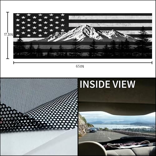 Image of Rear Window Decals for Trucks - 65x17.3 in Back Window American Flag Decals Fit Most Pickup Trucks SUV, Vinyl Back Window Decal Truck Rear Window Graphics for Personalized