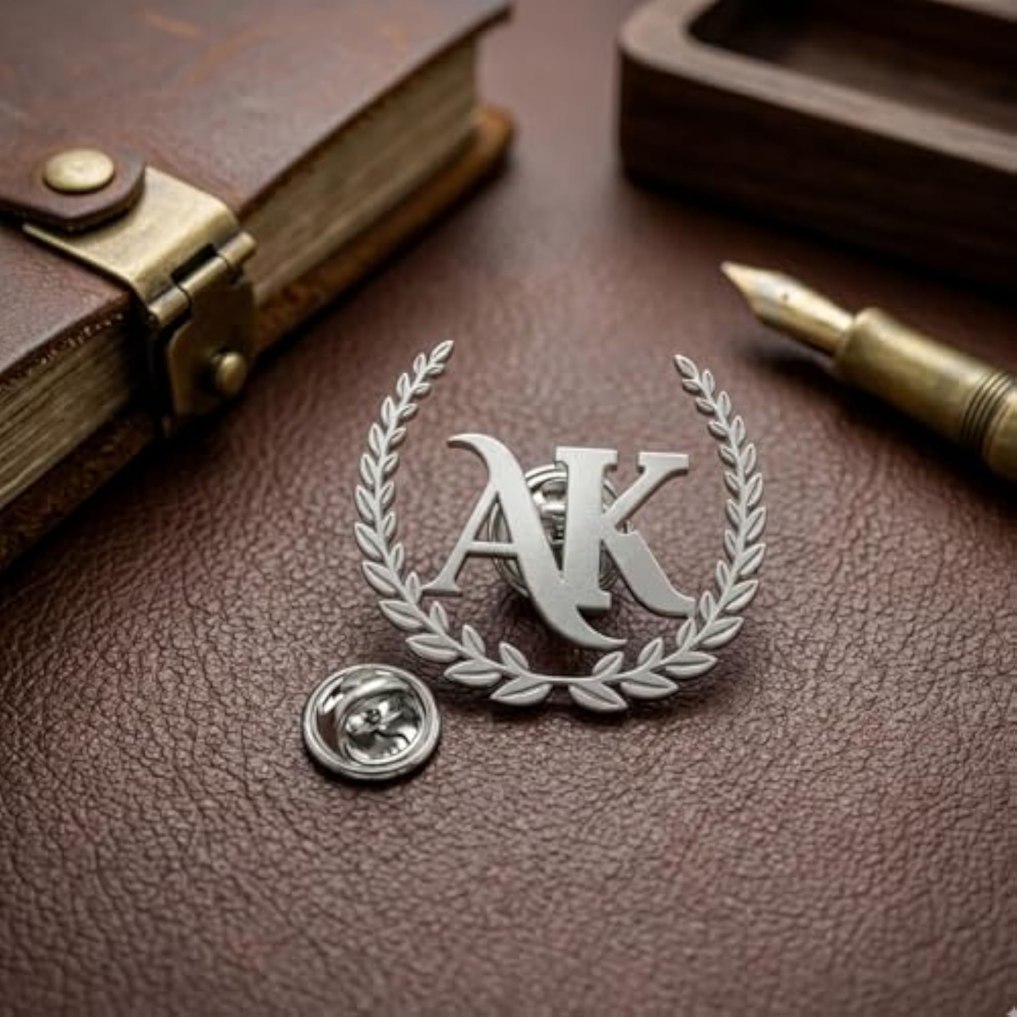 Personalised Plated Royal Crest Initial Brooch Pin, Wedding Gift