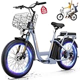 Caroma Peak 800W Electric Scooter with Seat, 20' X 3' Off-Road Tires, 48V Battery, 25Miles Range, 20MPH Top Speed, Adjustable Electric Scooter for Adults with Basket(Gray)