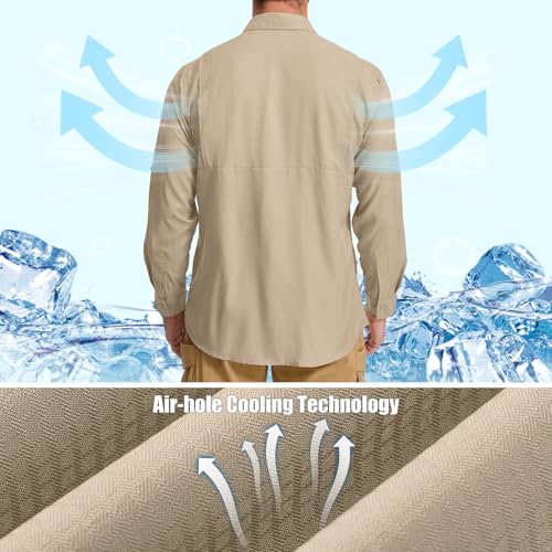 mixtiq Men's Sun Protection Safari Shirts Long Sleeve UPF 50 UV Quick Dry Travel Hiking Fishing Shirts with Zipper2