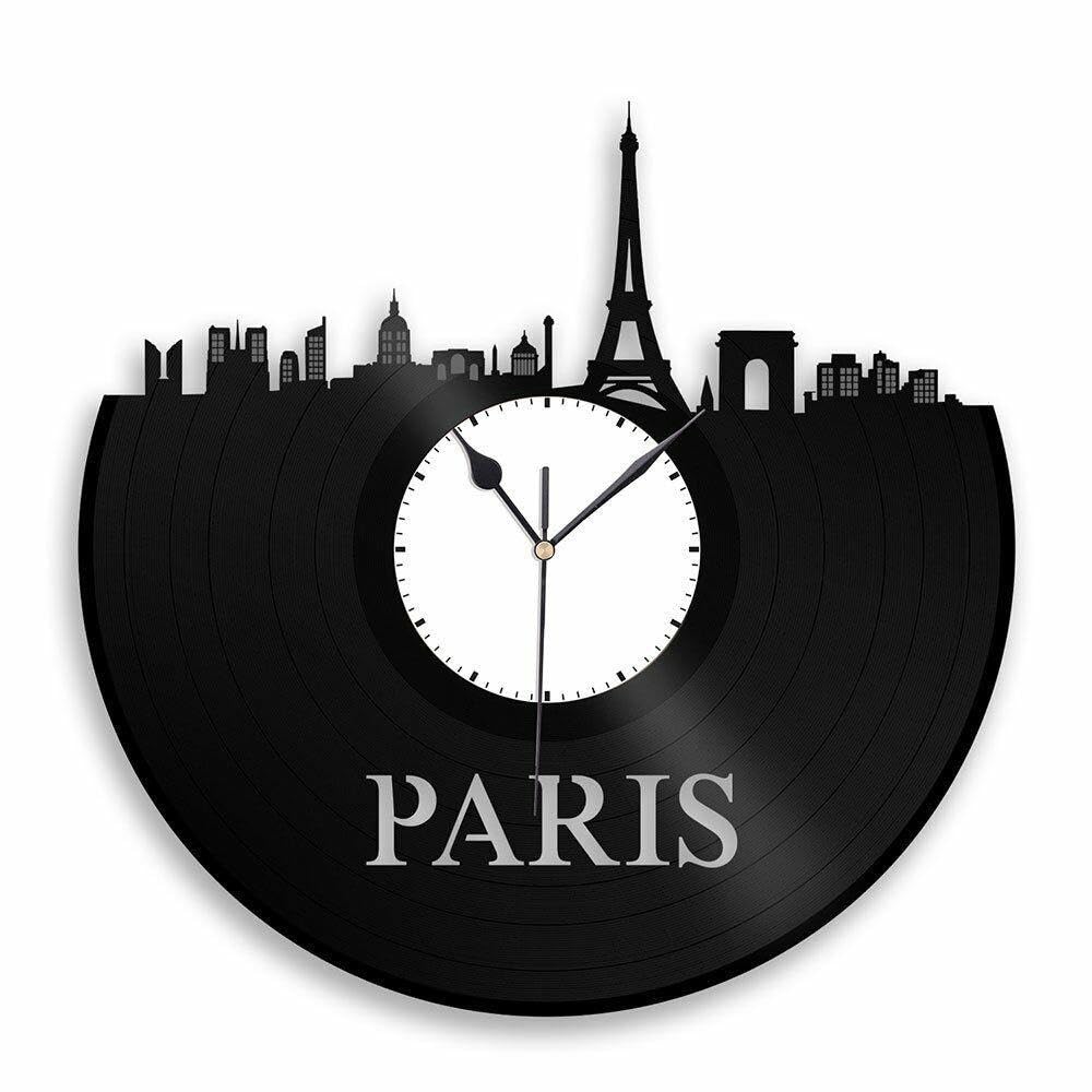 Horloge murale vinyle Paris cadeau idéal souvenir vintage maison