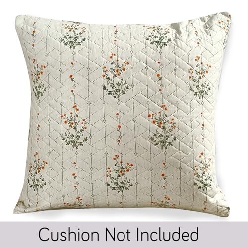 Image of HOKIPO Printed Cushion Cover 22x22 in, Light Green Ash Gypsy Flower
