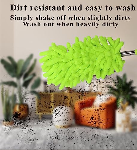 Image of Microfiber Delicate Duster, Comfortable Non Slip Handle, Detachable Washable Duster Head, Used to Clean Cars, Computers, Air Conditioners, Televisions and Other Products(4Pack /Green)