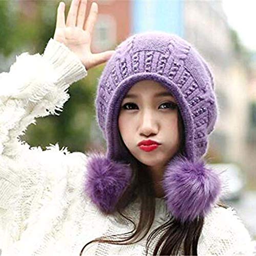 Bonnet femelle blanc double cache-oreilles protection thermique hiver femme