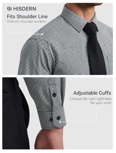 Image of HISDERN Mens Dress Shirt with Tie Pocket Square Set Classic Button Down Shirt Matching Tie Long Sleeve Shirts