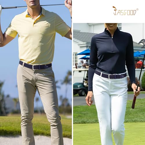 Image of JASGOOD Men Elastic Braided Woven Belt Casual Canvas Woven Stretch Golf Belt for Men Women Jeans Suits Pants