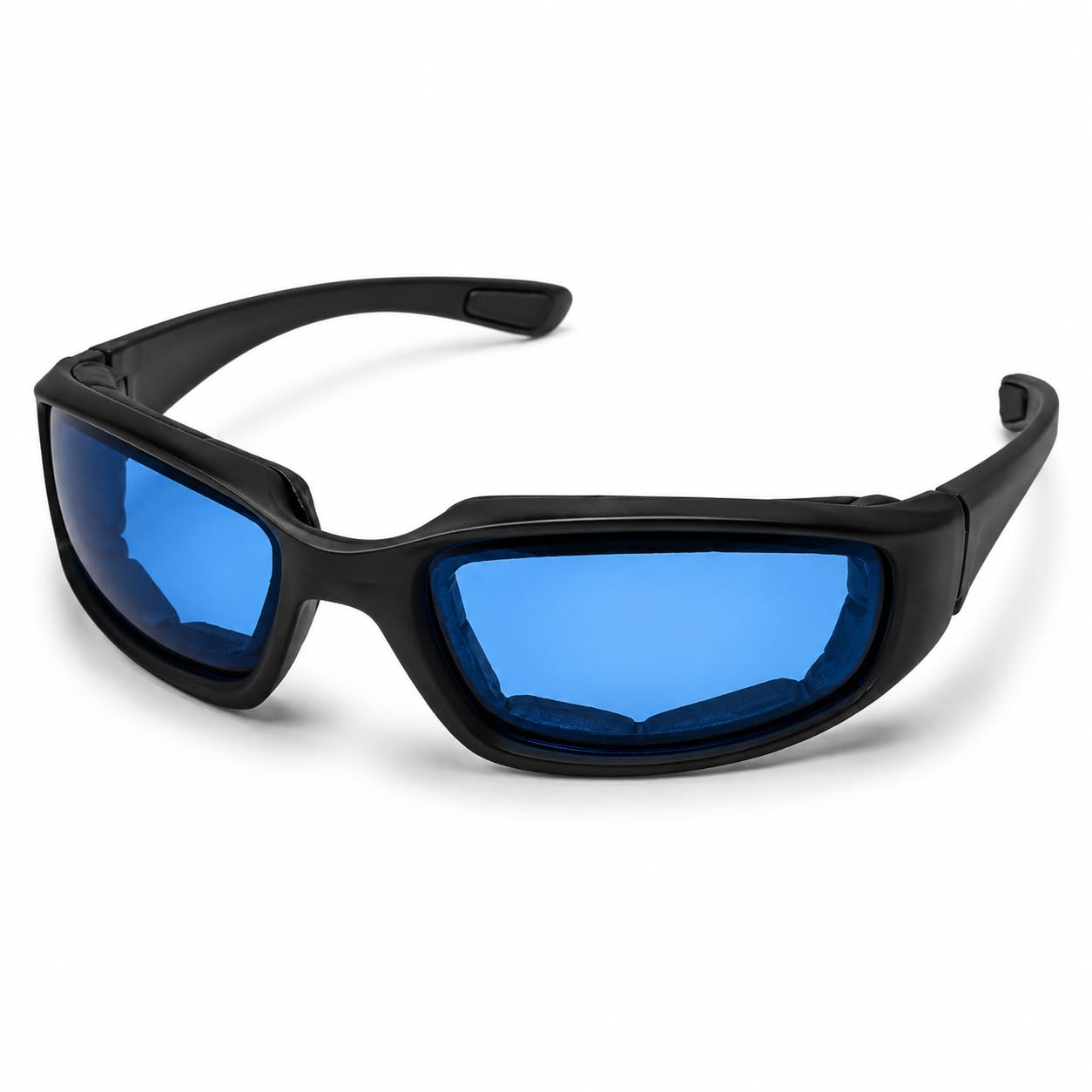 TA Bike Riding Glasses Blue Lens, Foam Padded Motorcycle Sunglasses for Men, Wind Dust Protection Eyewear for Bikers and Cyclists-image-35