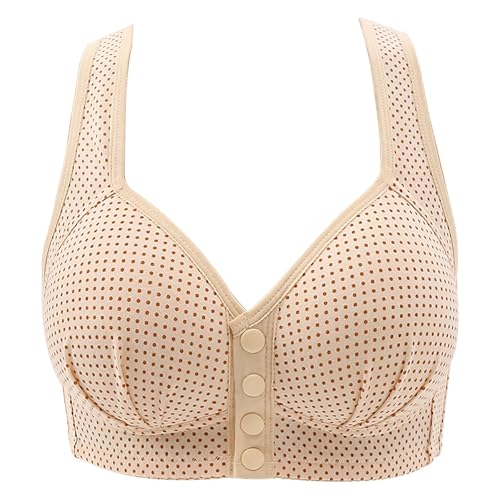 ZTFYKLIN Sujetadores Reductores con Cierre Frontal para Mujeres Mayores, Y Tallas Grandes. Apoyo (Khaki, XXL) Sujetador Adhesivo Pecho Grande Algodon Sin Aros Reductor Sostenes Post Operatorios