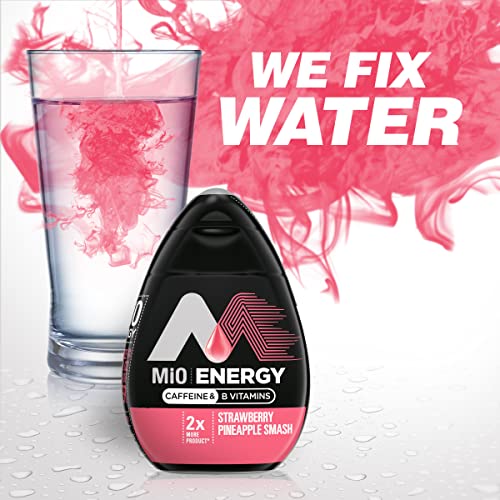 Image of MiO Energy Strawberry Pineapple Smash Naturally Flavored with other natural flavors Liquid Water Enhancer Drink Mix with Caffeine & B Vitamins with 2X More (3.24 fl. oz. Bottle) (Pack of 4)