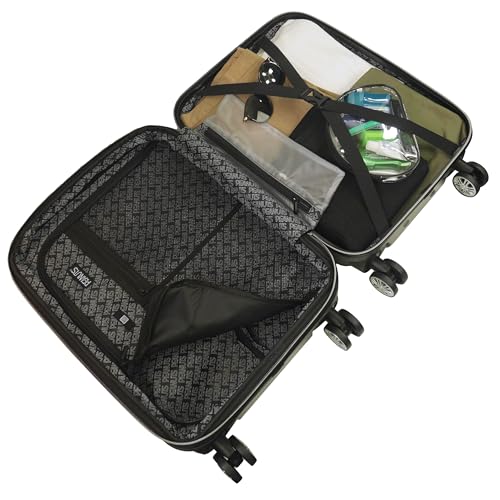 Ful Peanuts 22 Inch Carry On Rolling Luggage, Snoopy and Woodstock Hardshell Suitcase with Wheels, Black2