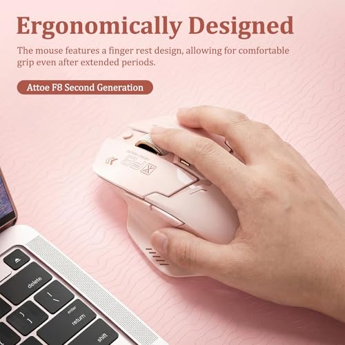 Image of Wireless Mouse, Rechargeable Silent Click Mouse with 4-Level DPI (800-2400), 500mAh Battery & LED Level Indicator, 2.4G Ergonomic Optical Mouse for Laptop, PC, Computer (Pink)