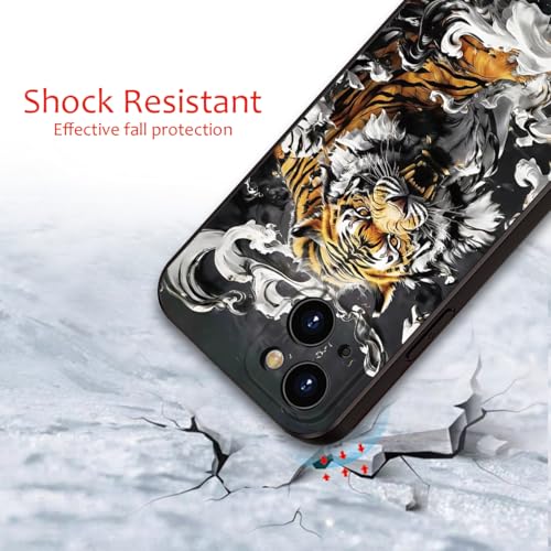 Printed with Tiger for iPhone 14 case, Silicone Soft Shockproof case King Tiger Mysterious Cloud Pattern Prints- Imperial Grandeur(A2- Tigers-Animal)
