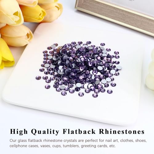 Image of Flatback Crystal Rhinestones Round Gems for Nail Art and Craft Clothes Glue Fix, Tanzanite (2.7-2.8mm) SS10 /1440PCS