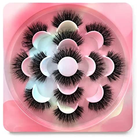 7 Pairs False Eyelashes, Dramatic Fluffy 3D Effect Long Faux Mink Lashes Pack 20MM Crossing Fake Eyelashes Soft Strip False Lashes Lightweight (Fluffy 05) Cover