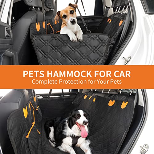 Toozey Dog Car Seat Cover For Back Seat, Waterproof Scratchproof Dog Seat Covers For Cars With Side Protector, Mesh Window, Seat Belt, Nonslip Dog Hammock For Car Trucks Suvs, Standard, Orange #TOP1
