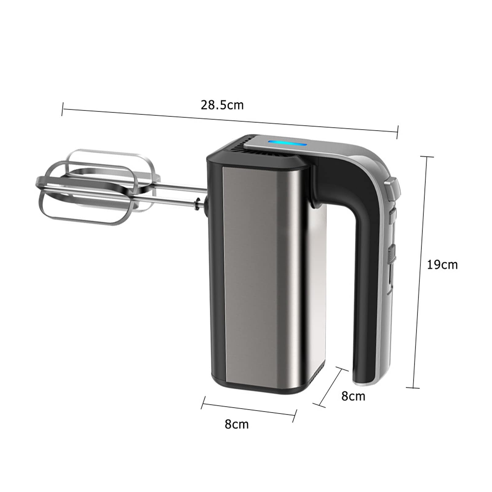 Frusta elettrica per frullatore a immersione, frusta ad alta potenza da 500 W con 2 fruste in acciaio inossidabile, 2 ganci per impastare, frullatore da cucina a 5 velocità Montalatte elettrico