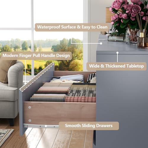 Image of Loomie 12-Cell Divided Drawers Grey Dresser with Charging Station