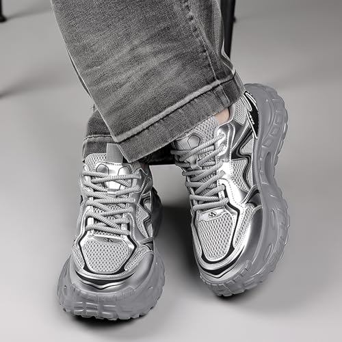 Men's Fashion Breathable Mesh Platform Chunky Lace-Up Sneakers Comfortable Non Slip Y2K Walking Dad Sneakers Workout Sport Work Tennis Shoes3