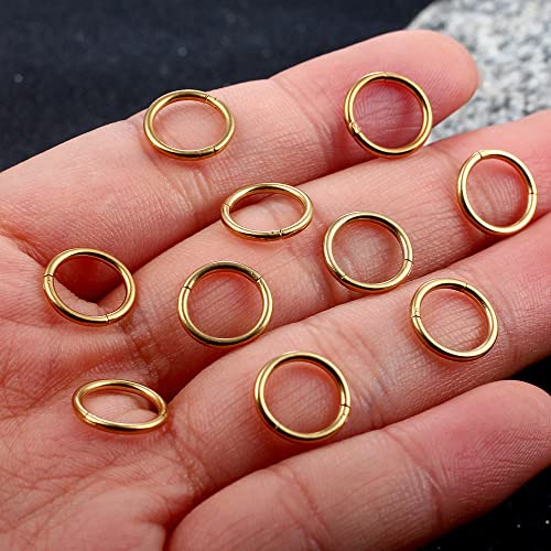 Earblity 10 Pcs 16G*0G Gold Ear Gauges Ear Rings Stacks Ear Plugs Tunnels Hypoallergenic 316L Stainless Steel Nose Nipple Lip Body Piercing Jewelry #TOP7