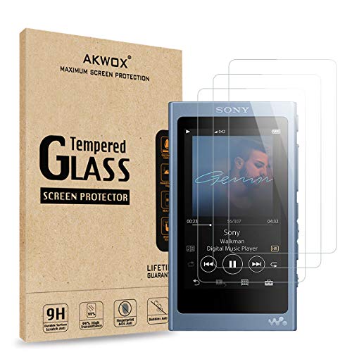 AKWOX (3 Pack) Tempered Glass Screen Protector voor SONY NW-A45, [0.3mm 2.5D High Definition 9H] Premium Clear Screen Protector voor SONY NW-A45HN/A46HN/A47HN