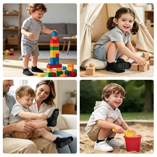 Image of Baby Non Slip Ankle Socks with Grippers for 0 Months-7 Years Old Walking Socks