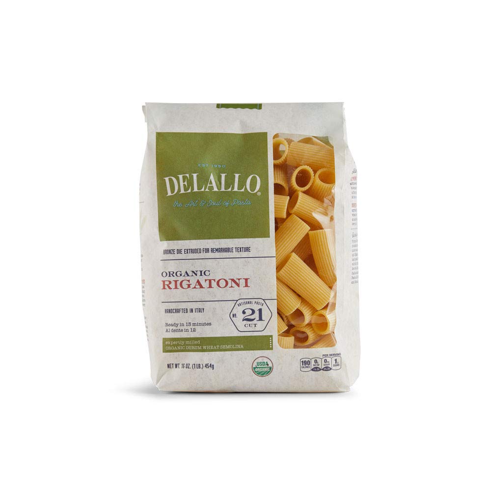 DeLallo Organic Rigatoni #21, 16-Ounce Units (Pack of 16)