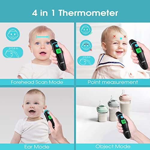 Forehead Thermometer For Adults, 4 In 1 Ear Thermometer For Kids, No Touch Baby Thermometer, Digital Thermometer With Fever Alarm And Object Measurement - Fast, Reliable And Accurate #TOP1