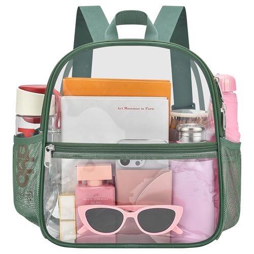 Image of Oraben Clear Backpack Stadium Approved, 12 x 6 x 11 in, Small Transparent Backpack for Concerts, Sports Events, Festivals, Travel, Waterproof PVC, Adjustable Straps, Women Men
