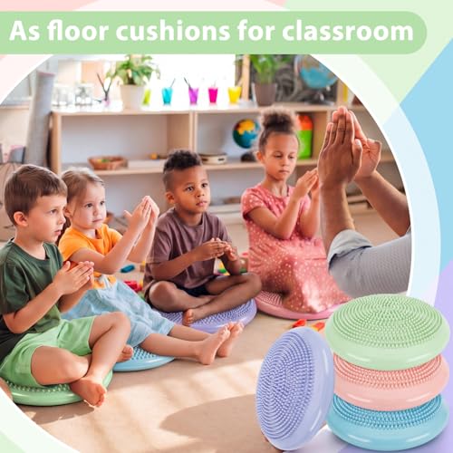 Image of Amylove 4 Pcs Wiggle Seat Inflated Wobble Cushion for Sensory Kid 13 Inch Balance Disc Kids Flexible Seating Exercise Sensory Pad Chair Cushion for Classroom Office School(Dopamine)